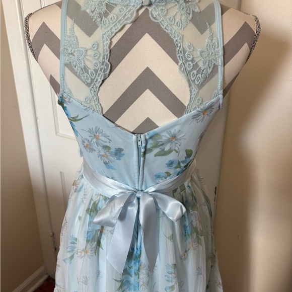 Girls Blue Floral Dress - Picture 5 of 6